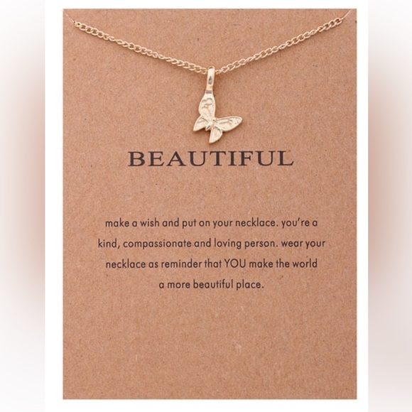 🔥Amazon Butterfly Gold Tone Friendship Necklace🔥 NIP - Picture 1 of 3